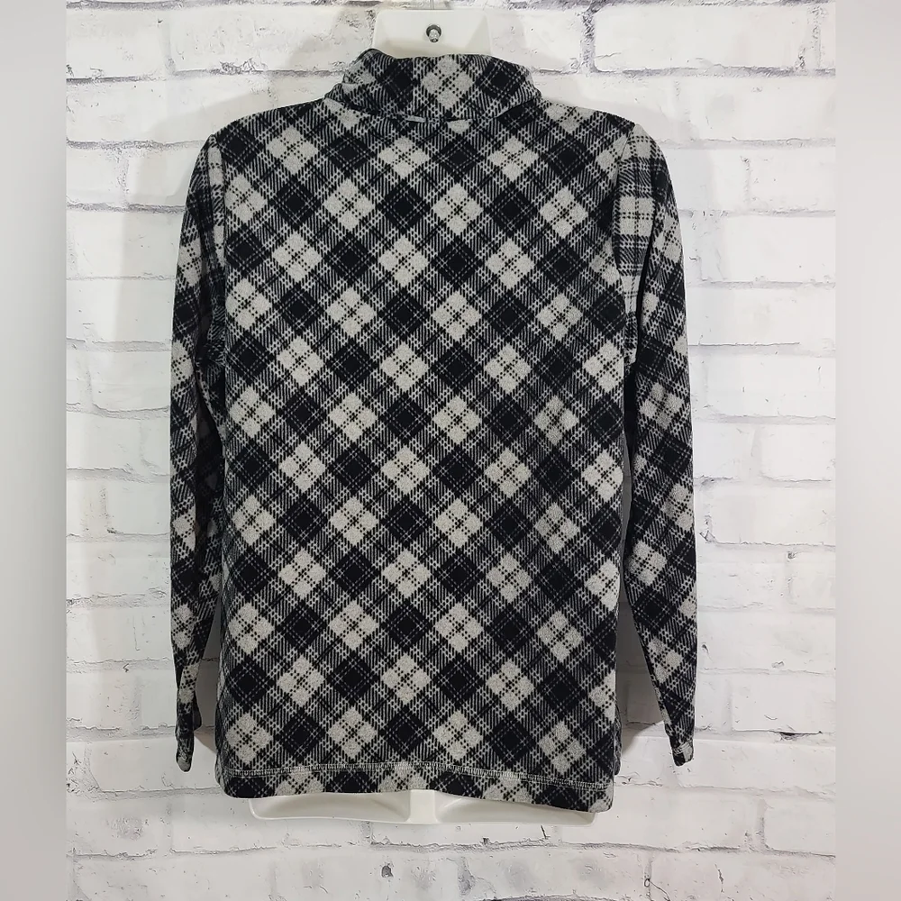 LL Bean Plaid Fleece Turtleneck - Picture 2 of 4